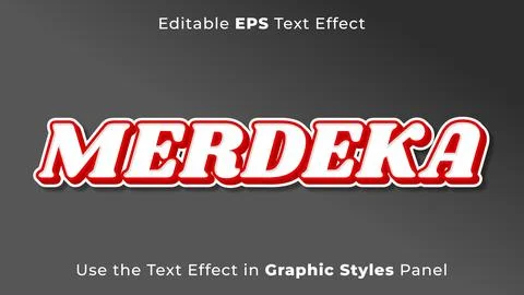 Editable EPS Text Effect of Merdeka for the Independence Day of Indonesia Stock Illustration