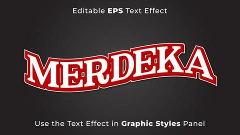 Editable EPS Text Effect of Merdeka for the Independence Day of Indonesia Stock Illustration
