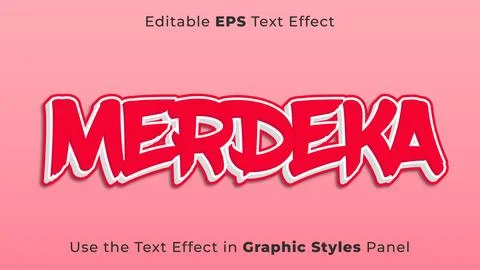 Editable EPS Text Effect of Merdeka for the Independence Day of Indonesia Stock Illustration
