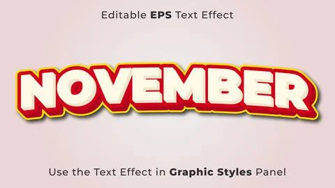 Editable EPS Text Effect of November for Title and Poster Stock Illustration