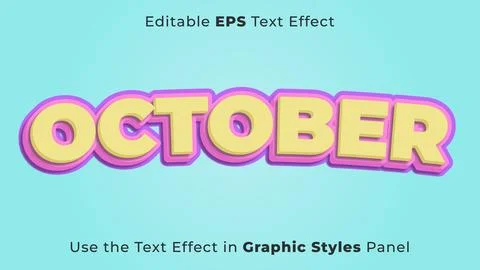 Editable EPS Text Effect of October for Title and Poster Stock Illustration