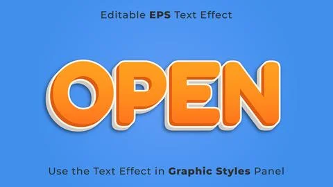Editable EPS Text Effect of Open for Title and Poster Stock Illustration