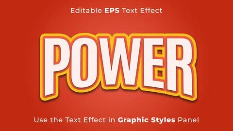 Editable EPS Text Effect of Power for Title, Strong, Energy, and Poster Ilustración de archivo
