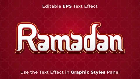 Editable EPS Text Effect of Ramadan for Title and Poster. 3D Template, Headline  Stock Illustration
