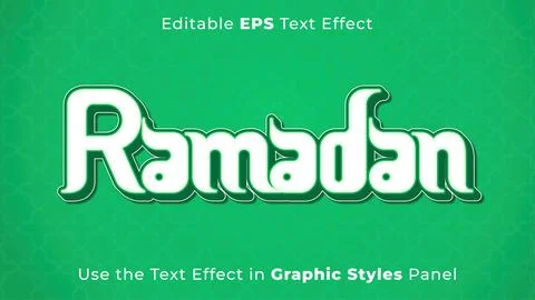 Editable EPS Text Effect of Ramadan for Title and Poster. 3D Template, Headline  Stock Illustration