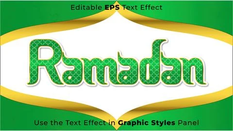 Editable EPS Text Effect of Ramadan for Title and Poster. 3D Template, Headline  Stock Illustration