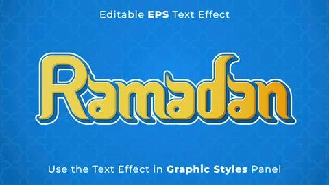 Editable EPS Text Effect of Ramadan for Title and Poster. 3D Template, Headline  Stock Illustration