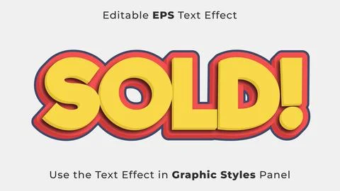 Editable EPS Text Effect of Sold for Title and Poster Stock Illustration