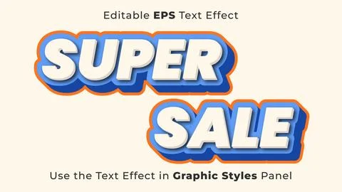 Editable EPS Text Effect of Super Sale for Title and Poster Stock Illustration