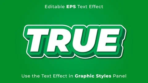 Editable EPS Text Effect of True for Title and Poster Stock Illustration