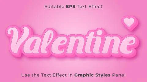Editable EPS Text Effect of Valentine for Title and Poster. 3D Template, Headlin Stock Illustration