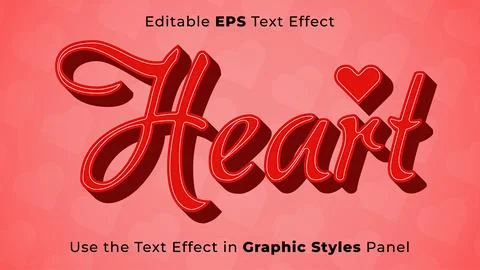 Editable EPS Text Effect of Valentine for Title and Poster. 3D Template, Headlin Stock Illustration