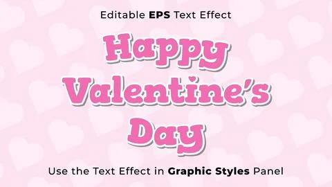 Editable EPS Text Effect of Valentine for Title and Poster. 3D Template, Headlin Stock Illustration