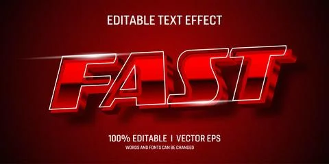 Editable fast vector 3d text effect with modern style design Stock Illustration