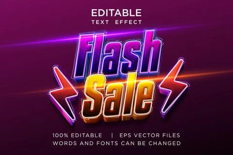 Editable Flash Sale 3D Text Effect Promo Vector Style Stock Illustration