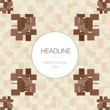 Editable flyer with background of  linen, brawn squares. Stock Illustration