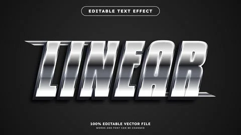 Editable futuristic text effect with chrome silver 3d metallic style Stock Illustration