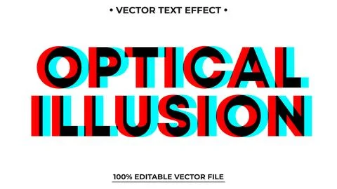 Editable glitch Chromatic Aberration text effect Optical Illusion style Illustrazione stock