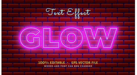 Editable Glow Text Effect  Stock Illustration