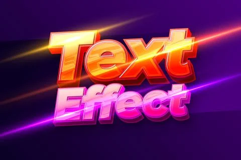 Editable Gold Pink 3D Text Effect Glowing Vector Style Stock Illustration