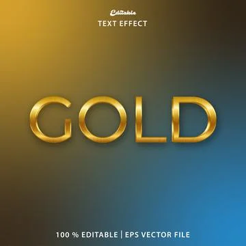 Editable Gold Text Effect Vector Stock Illustration