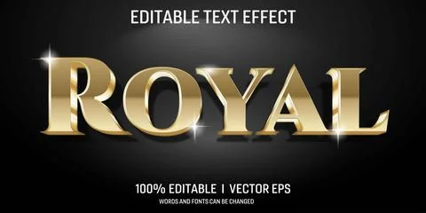 Editable golden royal vector 3d text effect with style design Stock Illustration