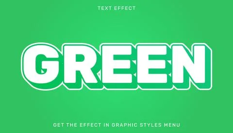 Editable green text effect in 3d style with green and white colors Stock Illustration