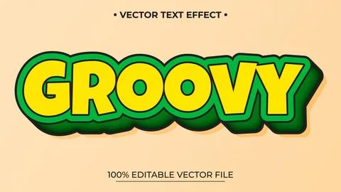 Editable Groovy Text Effect in Yellow and Green Illustrazione stock