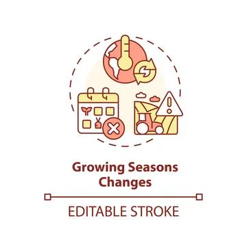 Editable growing season changes icon heatflation concept Illustrazione stock