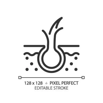 Editable hair split ends thin linear black icon Stock Illustration