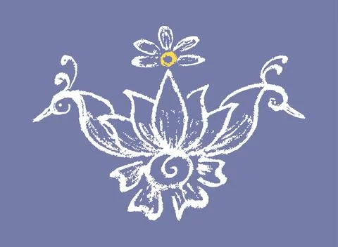 Editable hand drawing of traditional rangoli design element illustrations. Stock Illustration