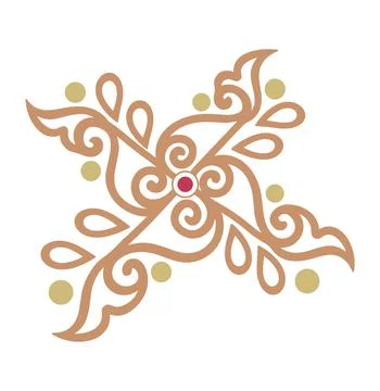 Editable hand drawing of traditional rangoli design element illustrations. イラスト素材