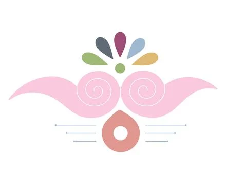 Editable hand drawing of traditional rangoli design element illustrations. Stock Illustration