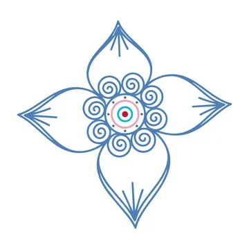 Editable hand drawing of traditional rangoli design element illustrations. Stock Illustration