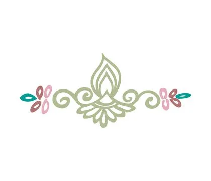 Editable hand drawing of traditional rangoli design element illustrations. Stock Illustration