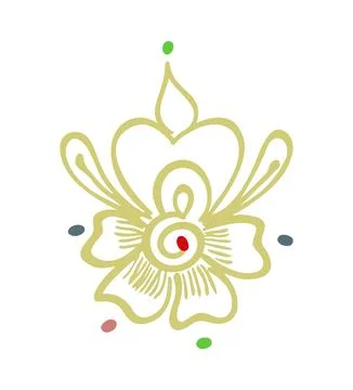 Editable hand drawing of traditional rangoli design element illustrations. Stock Illustration