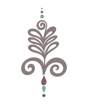 Editable hand drawing of traditional rangoli design element illustrations. イラスト素材