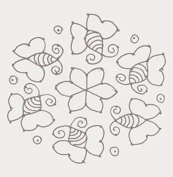 Editable hand drawing of traditional rangoli design element illustrations. Stock Illustration