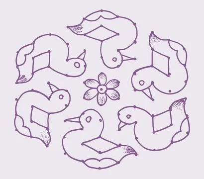 Editable hand drawing of traditional rangoli design element illustrations. Illustrazione stock