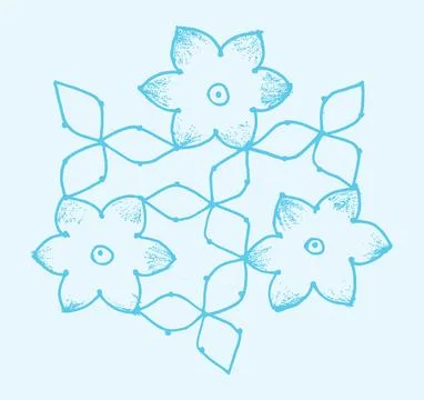 Editable hand drawing of traditional rangoli design element illustrations. Stock Illustration