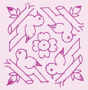 Editable hand drawing of traditional rangoli design element illustrations. Stock Illustration