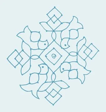 Editable hand drawing of traditional rangoli design element illustrations. Stock Illustration