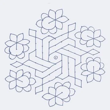 Editable hand drawing of traditional rangoli design element illustrations. 스톡 일러스트
