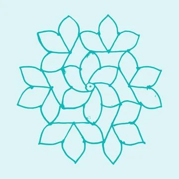 Editable hand drawing of traditional rangoli design element illustrations. Stock Illustration