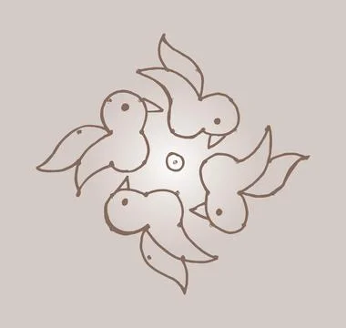 Editable hand drawing of traditional rangoli design element illustrations. 库存插图