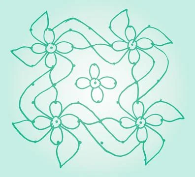 Editable hand drawing of traditional rangoli design element illustrations. Illustrazione stock