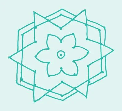 Editable hand drawing of traditional rangoli design element illustrations. Stock Illustration
