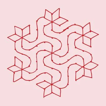 Editable hand drawing of traditional rangoli design element illustrations. Stock Illustration
