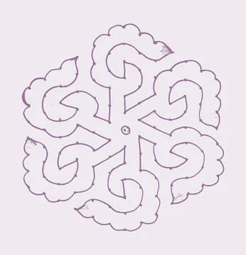 Editable hand drawing of traditional rangoli design element illustrations. Stock Illustration