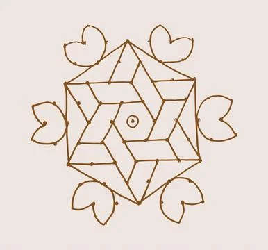 Editable hand drawing of traditional rangoli design element illustrations. 库存插图